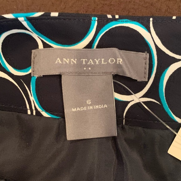 NWT Ann Taylor Fully Lined Pencil Skirt/Sz 6/Blk w/White-Teal Circles/Stretches - Picture 8 of 9